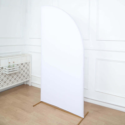 7ft Matte White Spandex Half Moon Chiara Backdrop Stand Cover Custom Fitted Wedding Arch Cover - Backdrops