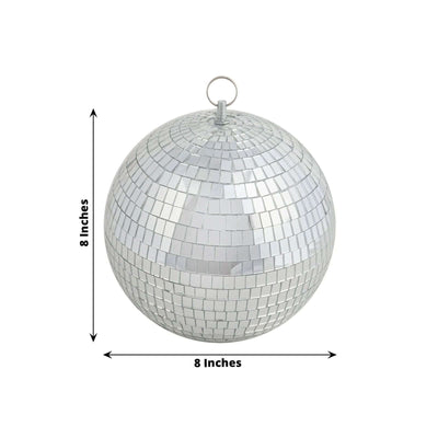 4 Pack 8" Silver Foam Disco Mirror Ball With Hanging Ring, Holiday Party Decor