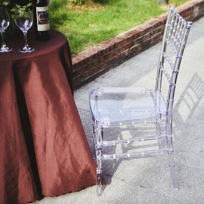 8 Pack Resin Chiavari Chairs Transparent and Stackable Clear - Sleek Armless Design for Weddings & Gatherings