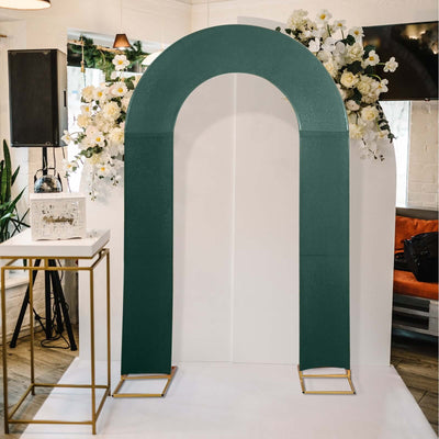 8ft Hunter Emerald Green Spandex Fitted Open Arch Wedding Arch Cover Double-Sided U-Shaped Backdrop Slipcover
