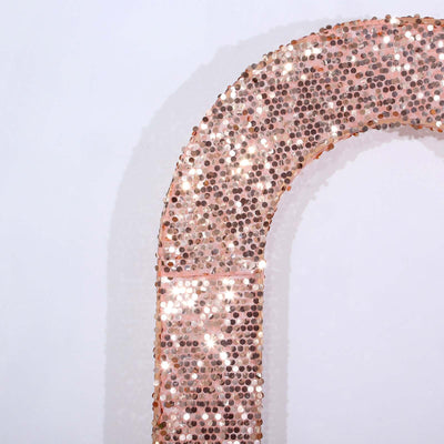 8ft Rose Gold Double Sided Big Payette Sequin Open Arch Wedding Arch Cover U-Shaped Fitted Wedding Backdrop Slipcover
