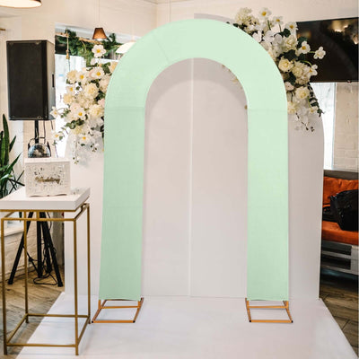8ft Sage Green Spandex Fitted Open Arch Wedding Arch Cover Double-Sided U-Shaped Backdrop Slipcover - Backdrops