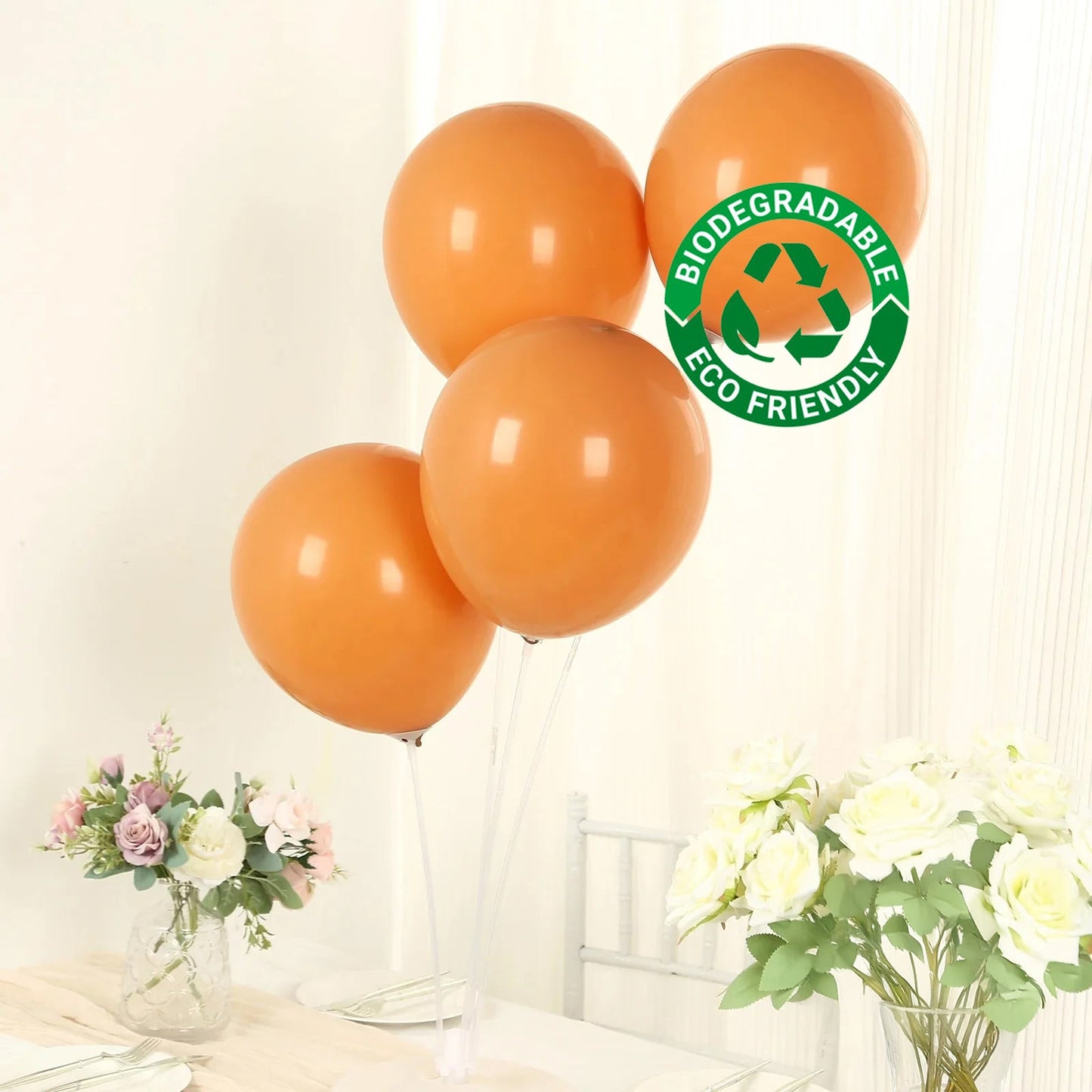 50 Pack Matte Pastel Caramel Biodegradable Balloons 12", Round Eco-friendly Thick Latex Party Balloons