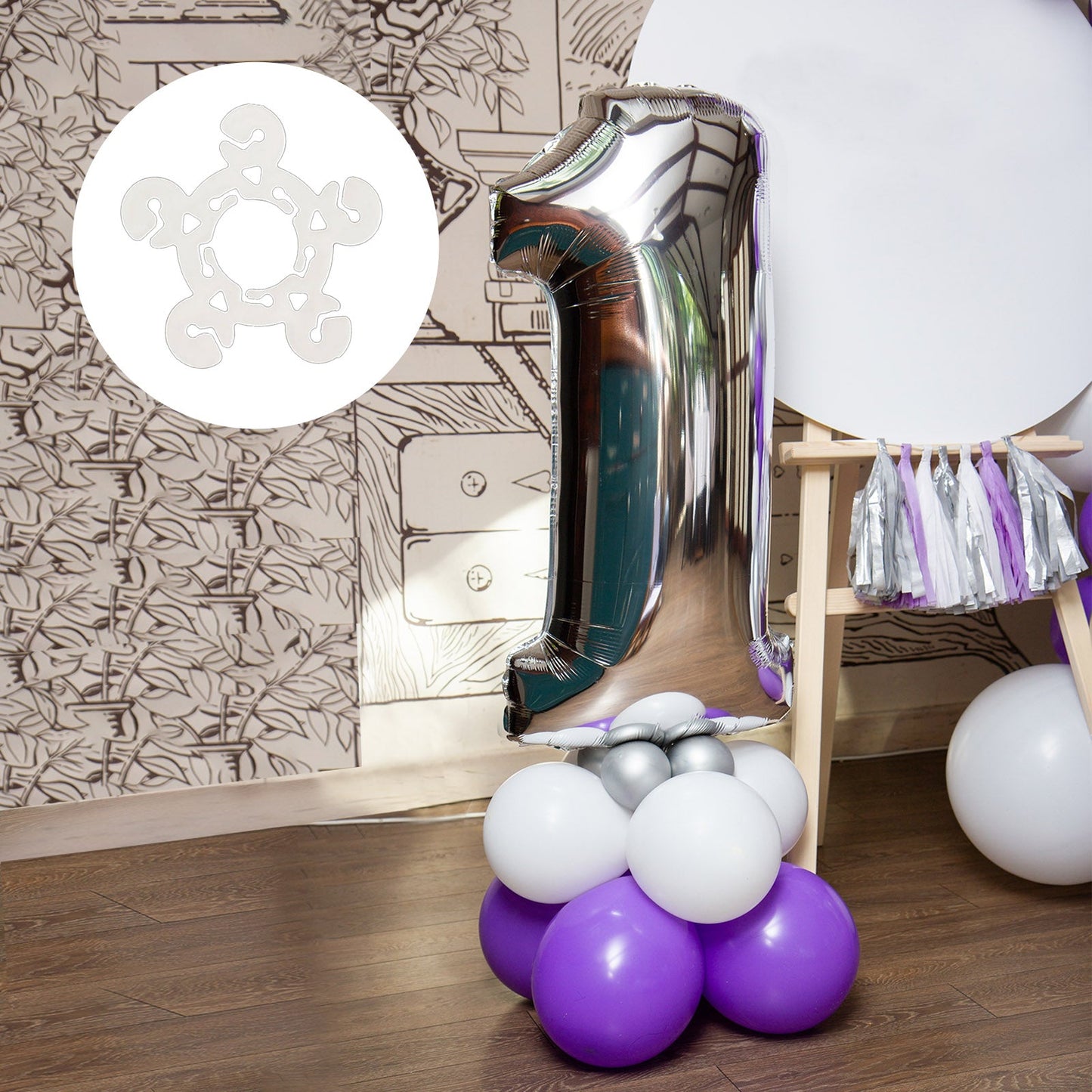 Clear Flower-Shaped Balloon Clip Connectors – 100 Pcs Plastic Clips for Balloon Arch, Garland & Party Decoration Supplies