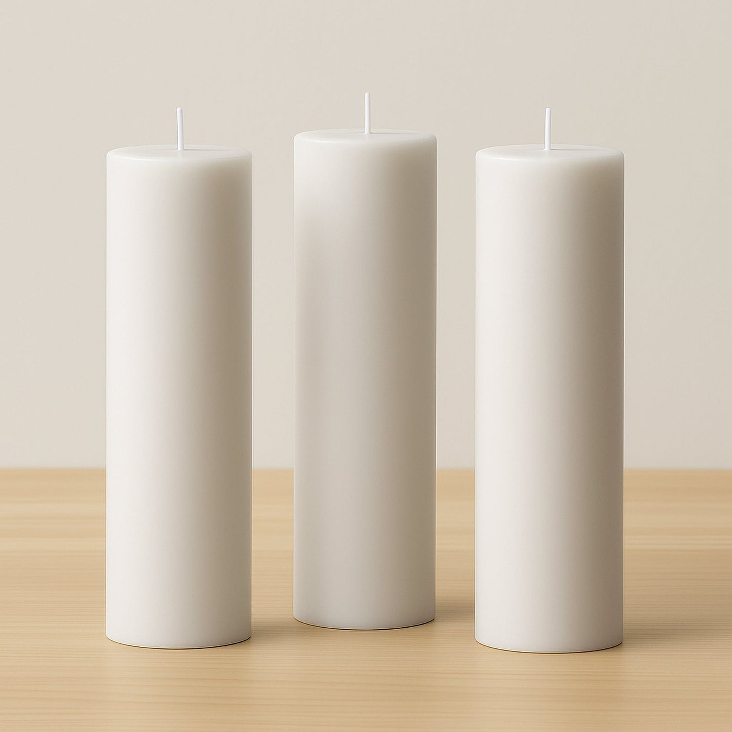 6-Pack Unscented Dripless Pillar Candles – 3"x12" White Paraffin Wax with Smokeless Cotton Wicks, Clean & Long-Lasting 120-Hour Burn