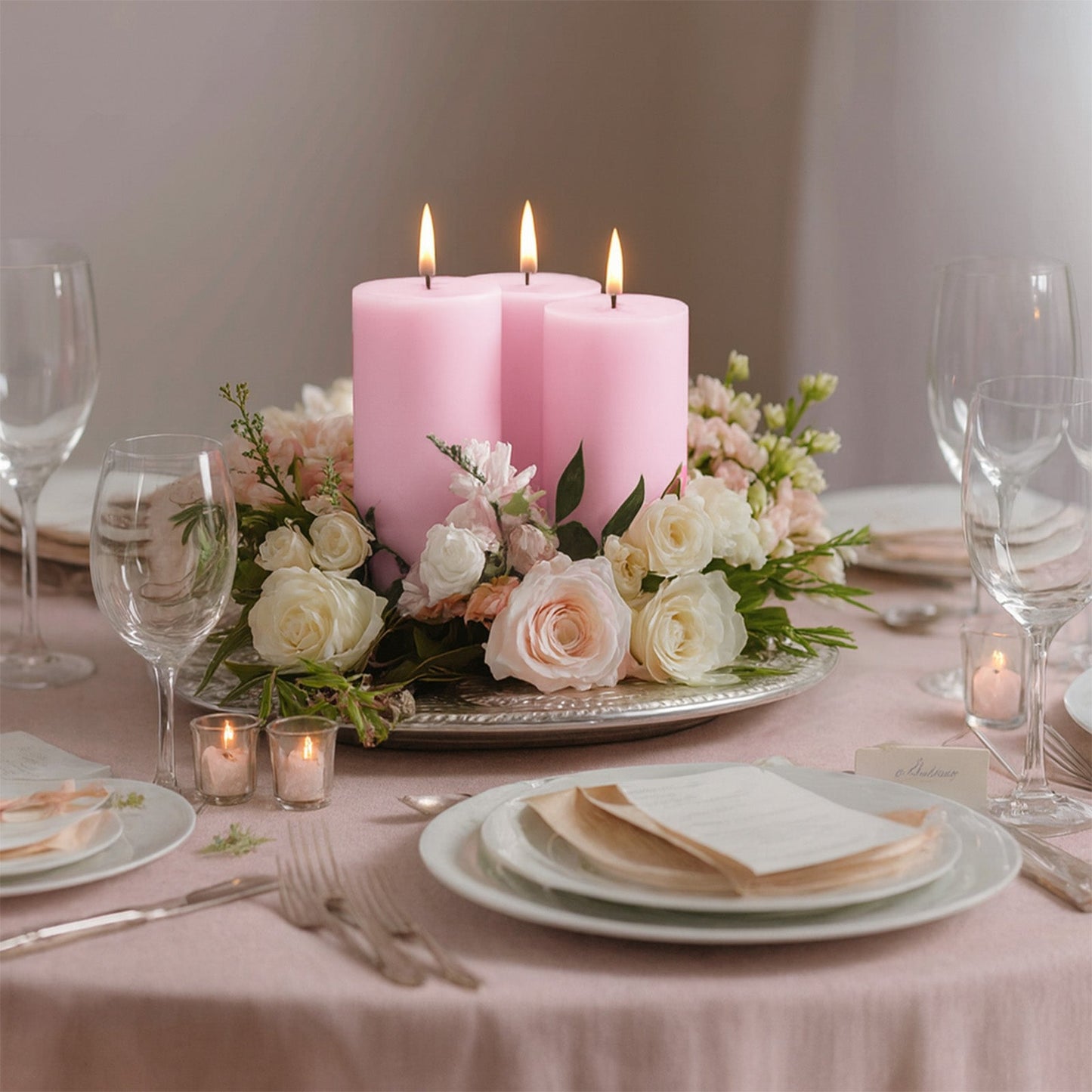 6-Pack Unscented Dripless Pillar Candles – 3"x6" Pink Paraffin Wax with Smokeless Cotton Wicks, Clean & Long-Lasting 60-Hour Burn