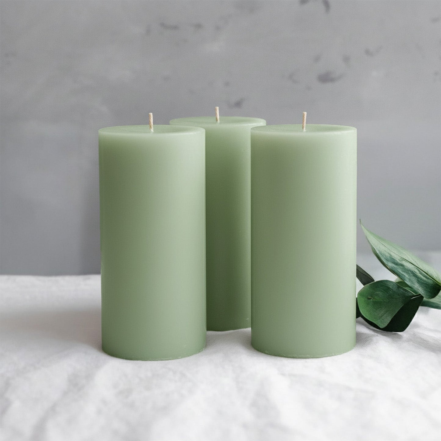 6-Pack Unscented Dripless Pillar Candles – 3"x6" Sage Green Paraffin Wax with Smokeless Cotton Wicks, Clean & Long-Lasting 60-Hour Burn