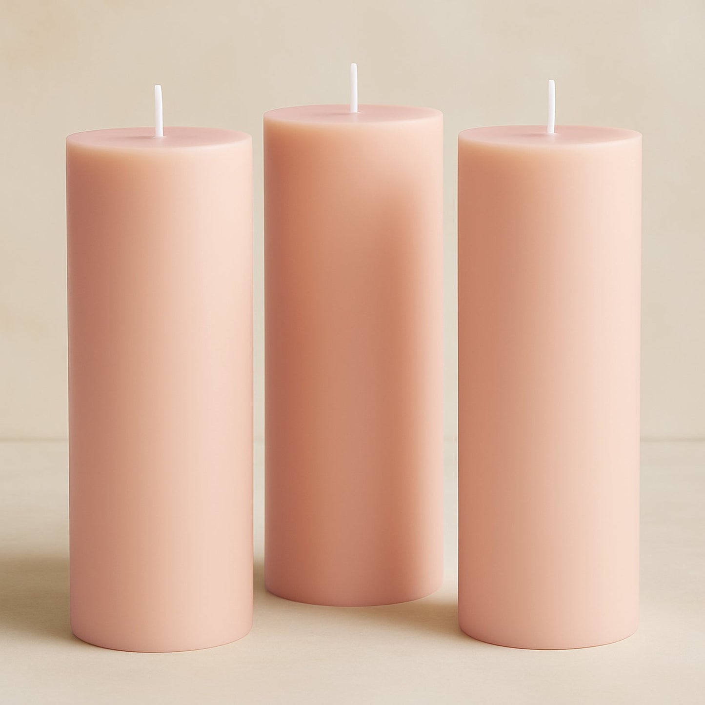 6-Pack Unscented Dripless Pillar Candles – 3"x9" Blush Paraffin Wax with Smokeless Cotton Wicks, Clean & Long-Lasting 90-Hour Burn