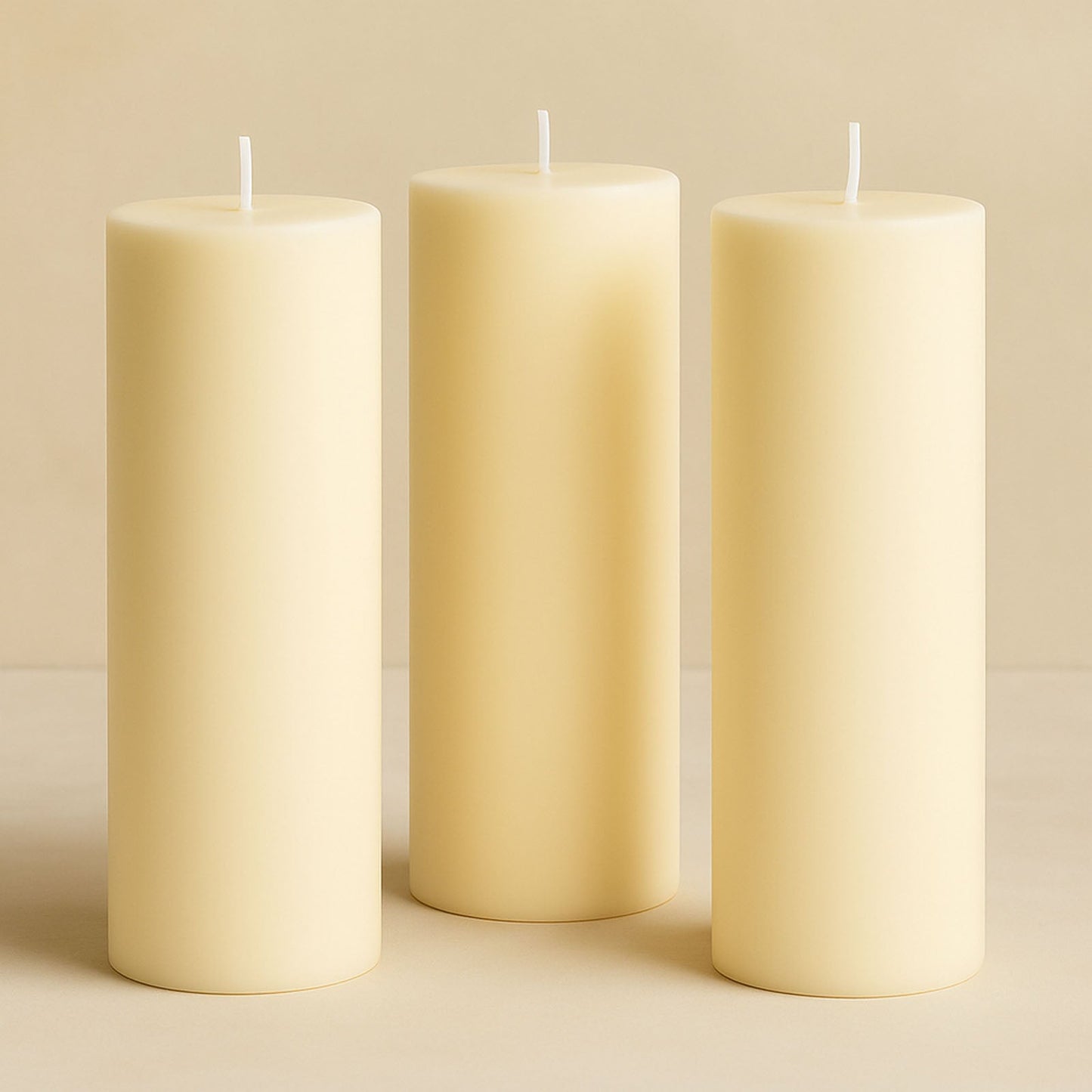 6-Pack Unscented Dripless Pillar Candles – 3"x9" Ivory Paraffin Wax with Smokeless Cotton Wicks, Clean & Long-Lasting 90-Hour Burn