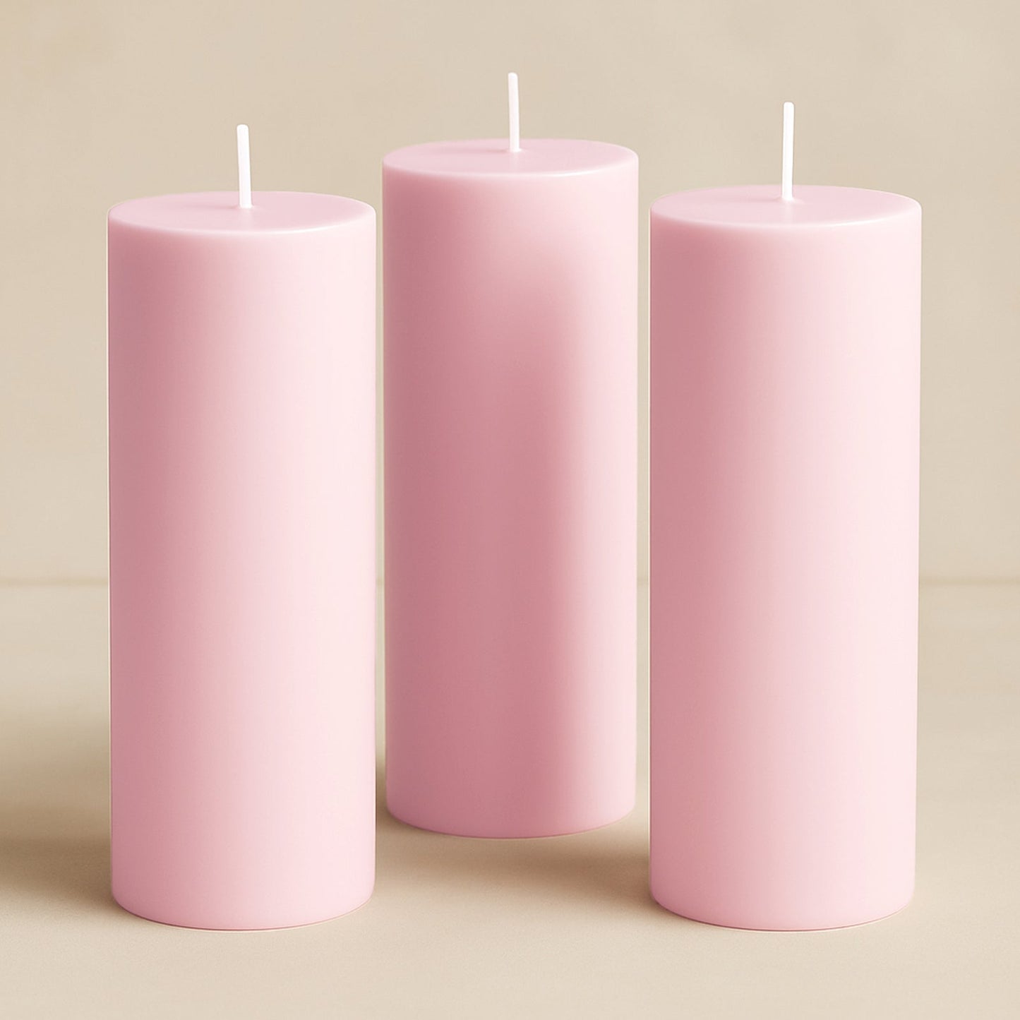 6-Pack Unscented Dripless Pillar Candles – 3"x9" Pink Paraffin Wax with Smokeless Cotton Wicks, Clean & Long-Lasting 90-Hour Burn