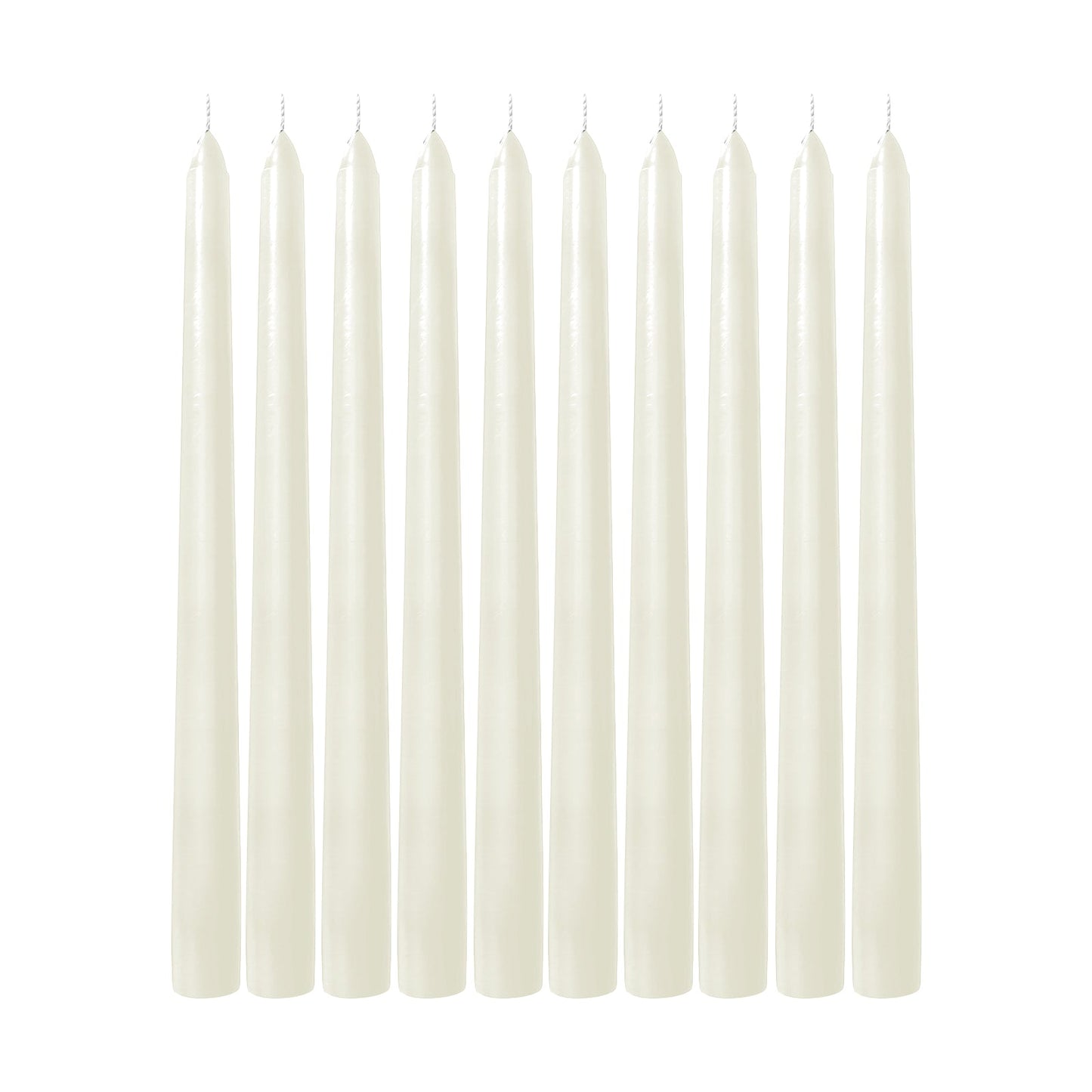 10-Pack Taper Candles Premium Wax Design Ivory - Unscented Candles for Upscale Settings 10"