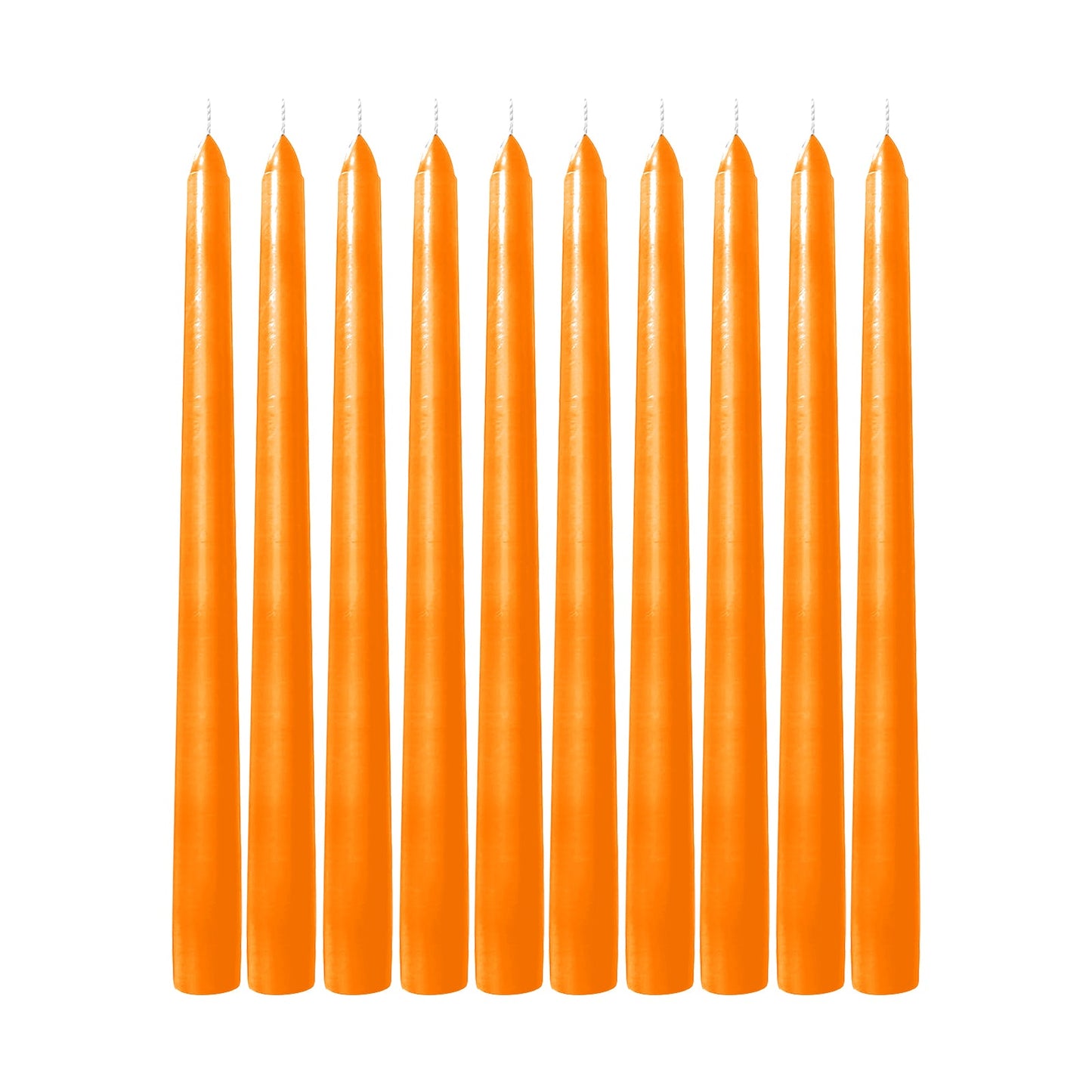 10-Pack Taper Candles Premium Wax Design Orange - Unscented Candles for Upscale Settings 10"