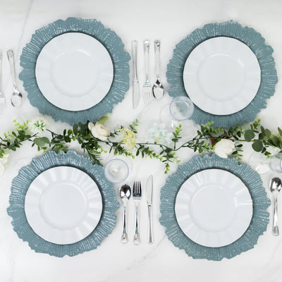 10 Pack Economy Reef Plastic Charger Plates – 13" Dusty Blue Dinner Plate Chargers for Weddings, Parties & Catering