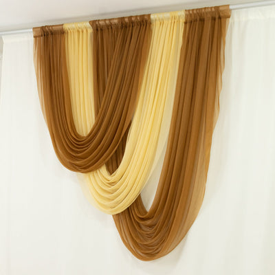 Gold Sheer Chiffon Valance Curtain 4ft x 5ft – Wedding Arch Drape with Rod Pocket, Voile Backdrop Panel