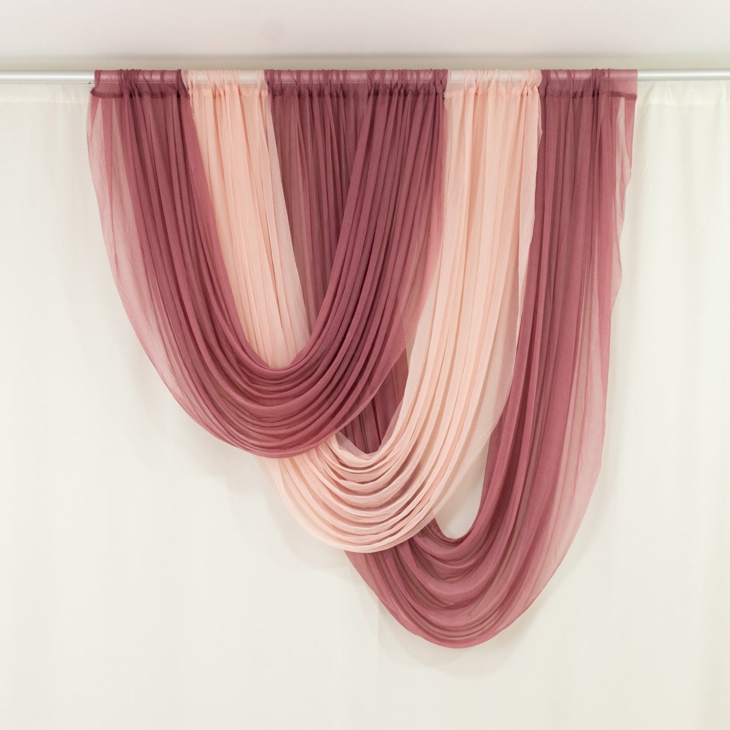 Mauve Cinnamon Rose Sheer Chiffon Valance Curtain 4ft x 6ft – Wedding Arch Drape with Rod Pocket, Voile Backdrop Panel