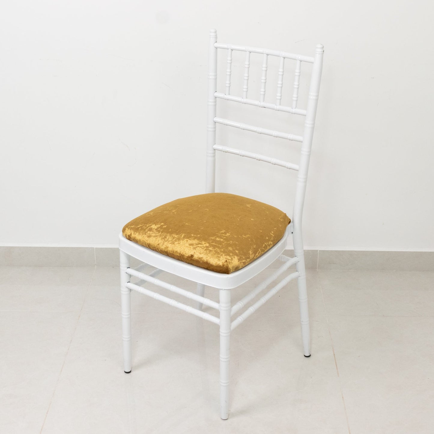 5 Pack Crushed Velvet Seat Pad Covers for Chiavari Chairs – Gold Fitted Dining Chair Cushion Slipcovers, Washable & Reusable