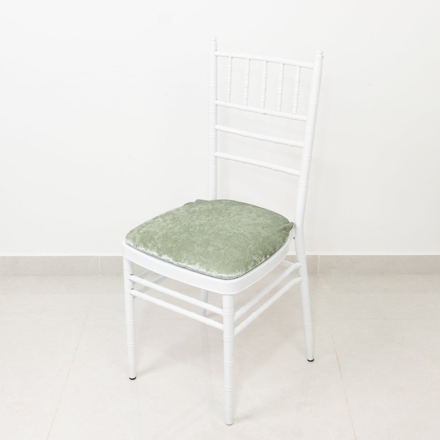 5 Pack Crushed Velvet Seat Pad Covers for Chiavari Chairs – Sage Green Fitted Dining Chair Cushion Slipcovers, Washable & Reusable