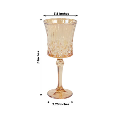 6 Pack 9oz Crystal Cut Glass Goblets Amber Gold – Elegant Vintage Wine, Water & Cocktail Glasses for Table Settings