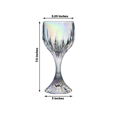 6 Pack Prism Cut Crystal Wine Glass Goblets – Iridescent Clear 10oz Stemware Set for Red & White Wine