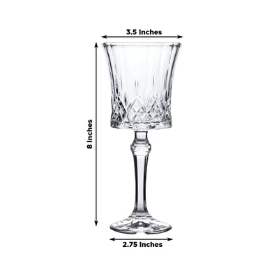 6 Pack 9oz Crystal Cut Glass Goblets Clear – Elegant Vintage Wine, Water & Cocktail Glasses for Table Settings