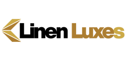 Logo of Linen Luxes with a gold and black design on a white background