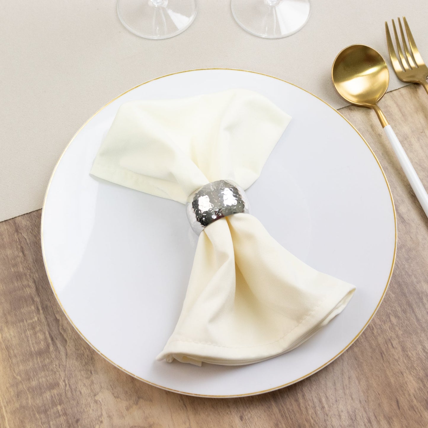 5 Pack Ivory Scuba Napkins – 17"x17", Wrinkle-Free & Stain Resistant Cloth Napkins