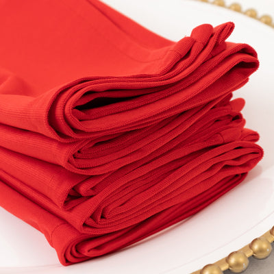 5 Pack Red Scuba Napkins – 17"x17", Wrinkle-Free & Stain Resistant Cloth Napkins