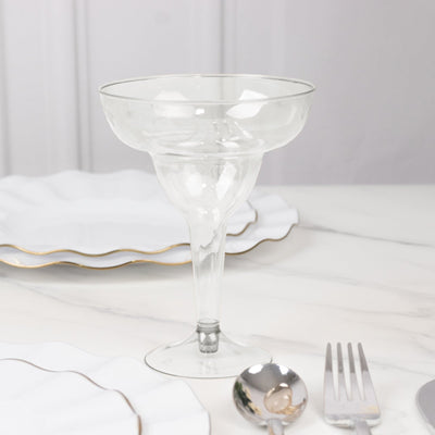 20-Pack Plastic Margarita Glasses Clear - Sturdy Disposable Glasses for Pina Coladas 10oz