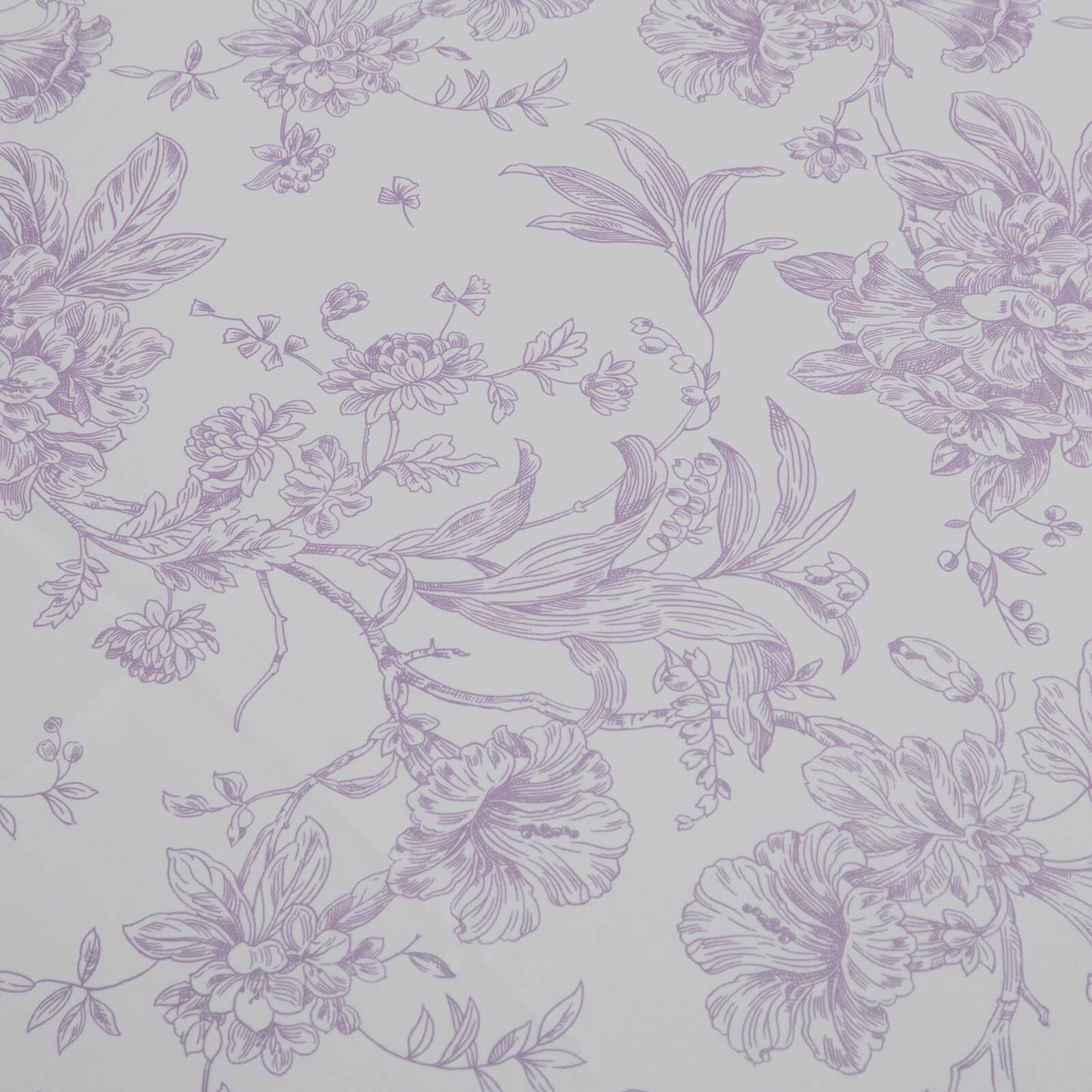 Polyester Table Runner 12"x108" White with Lavender Lilac French Toile Floral Print - Stylish Reusable Table Décor