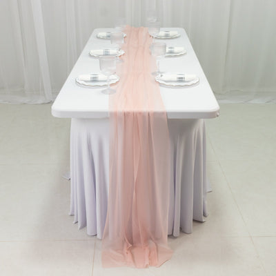 20-Pack 9ft Sheer Table Runners – Blush Shimmer Sheer Drapes, Wrinkle-Free