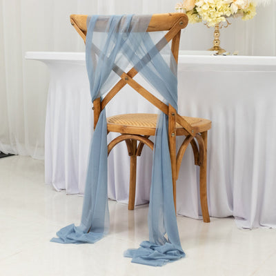 20-Pack Sheer Chair Drape Decor in Dusty Blue – 9ft Shimmer Sash, Wrinkle-Free