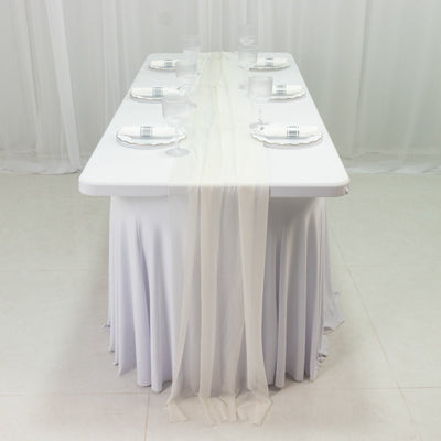 20-Pack 9ft Sheer Table Runners – Ivory Shimmer Sheer Drapes, Wrinkle-Free