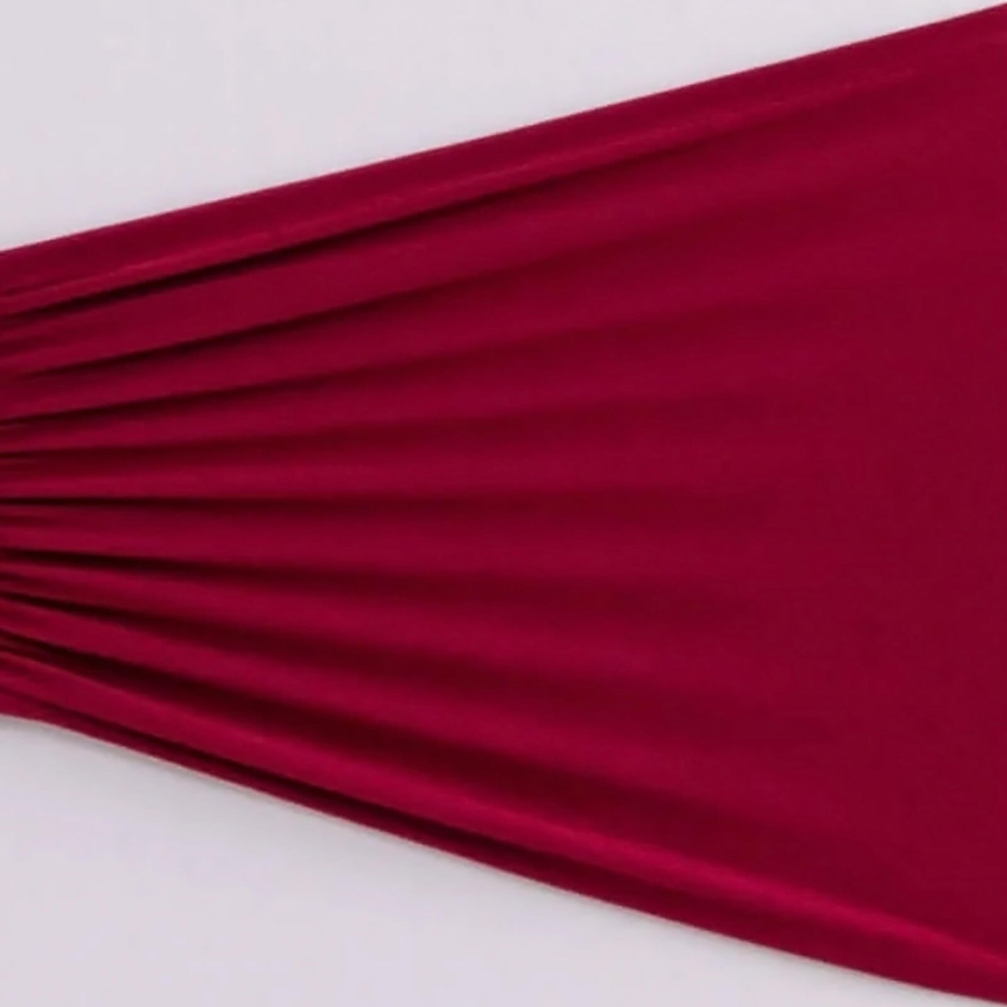 5 Pack Spandex Chair Sashes Burgundy Ruffled Style - Wide Easy to Use Stretch Chair Bands 8"x13"