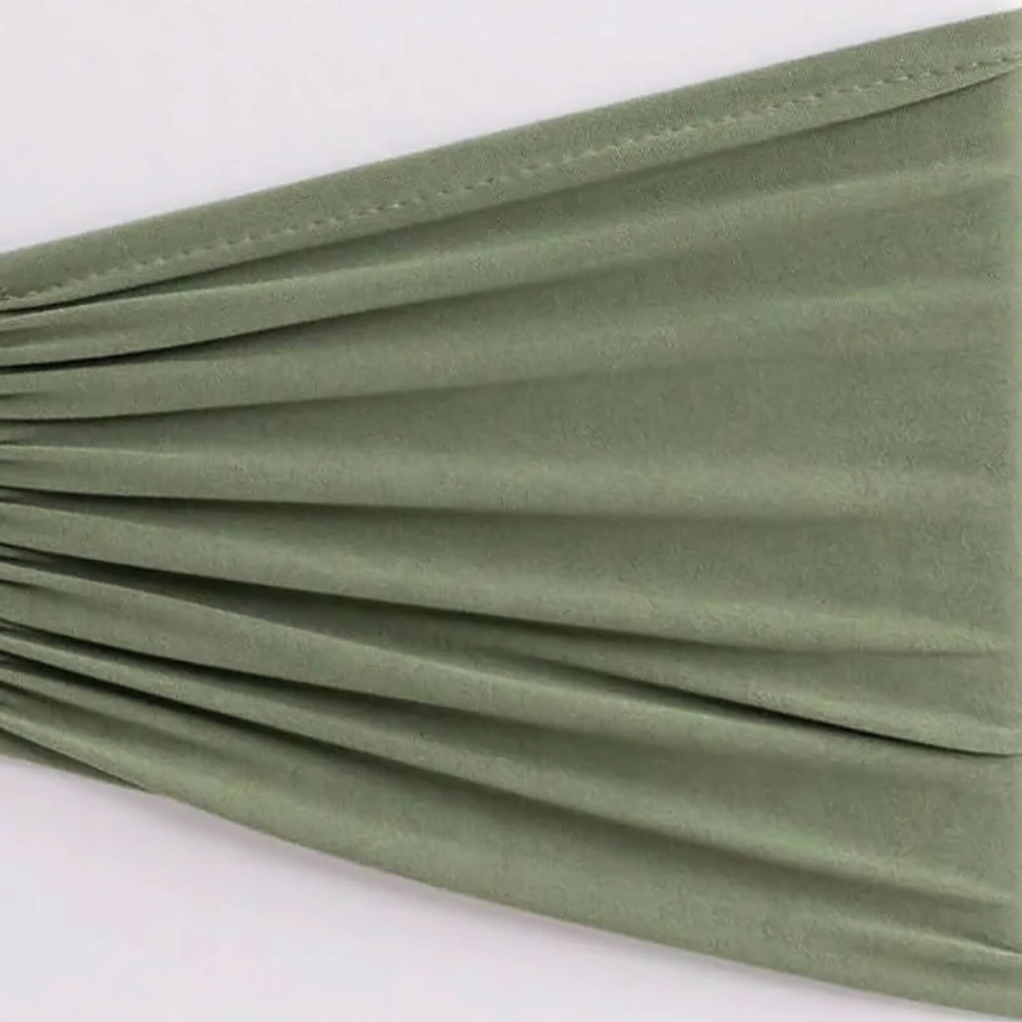 5 Pack Spandex Chair Sashes Dusty Sage Green Ruffled Style - Wide Easy to Use Stretch Chair Bands 8"x13"