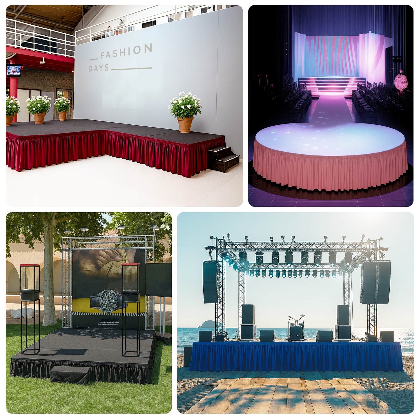 Portable Stage Skirt Navy Blue Polyester Platform Skirting Cloth for Events, Performances & Wedding Staging - 16"x10ft