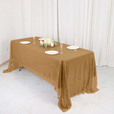 Sequin 60"x126" Rectangle Tablecloth Gold - Glittering Finish for Vibrant Celebrations
