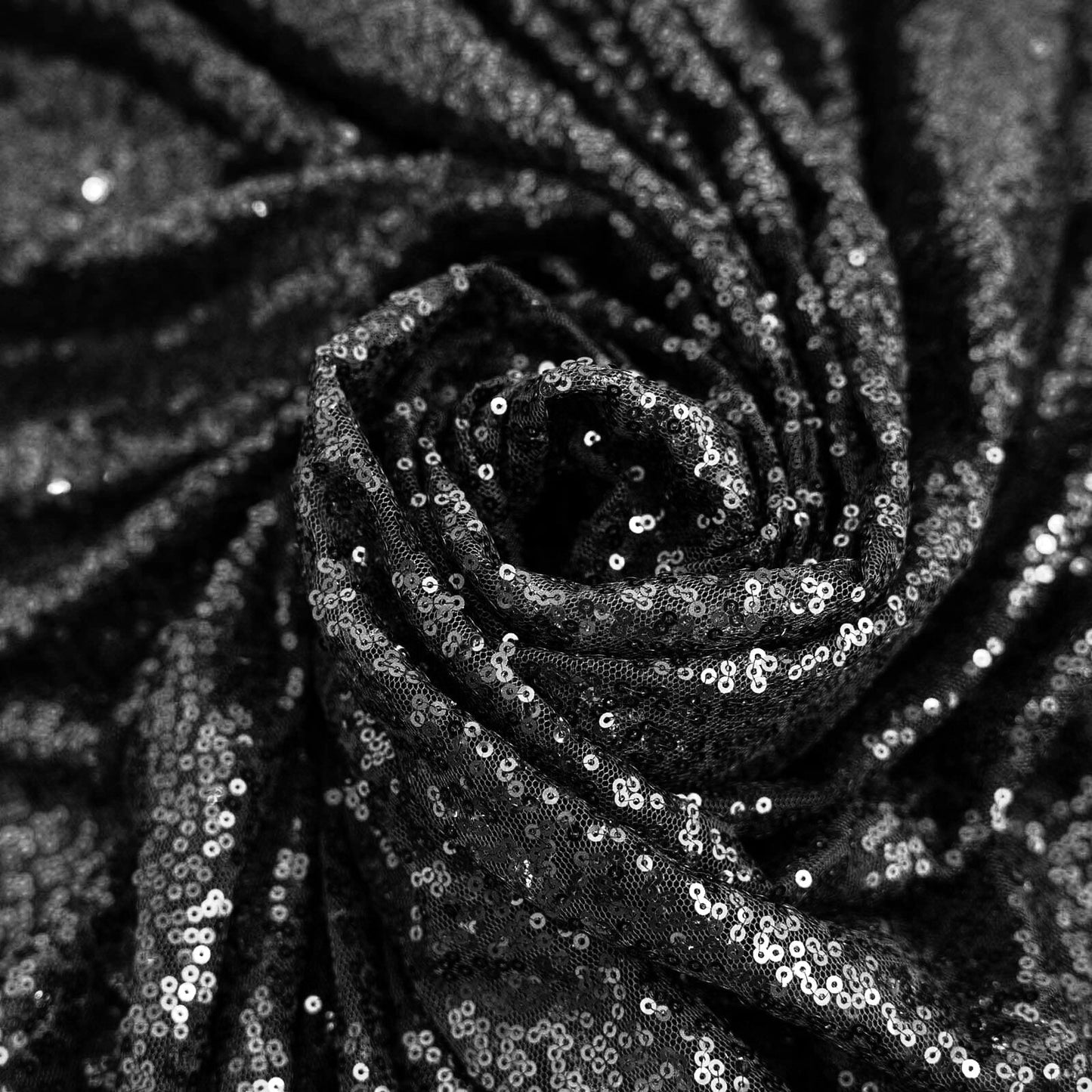 Sequin 90"x132" Rectangle Tablecloth Black - Seamless Sparkly Design for Luxe Occasions