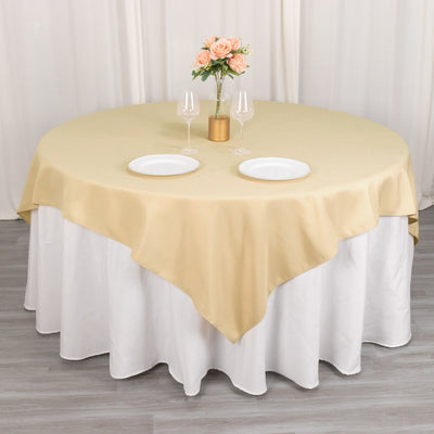Premium Polyester 54"x54" Table Overlay Square Tablecloth Beige - Stain and Wrinkle-Resistant 220GSM Table Topper