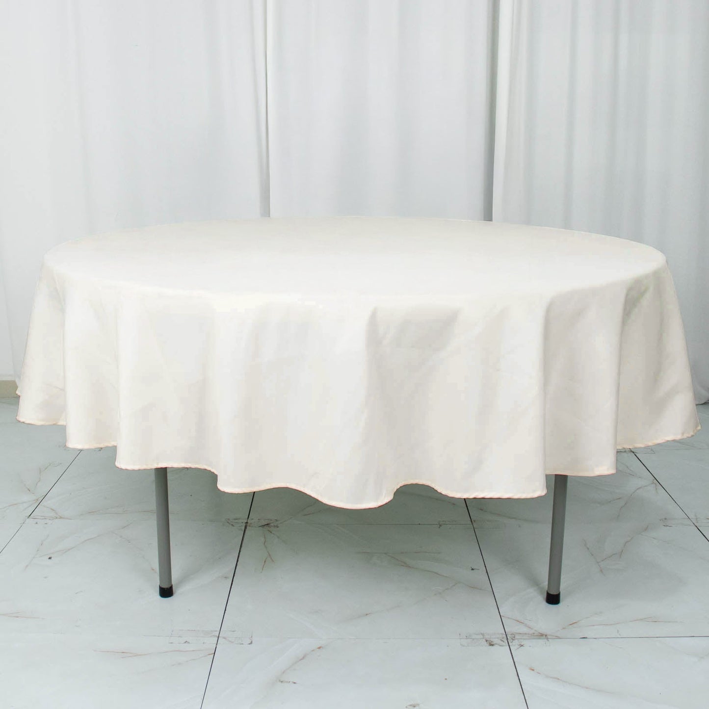 Premium Polyester 90" Round Tablecloth Ivory - Stain and Wrinkle-Resistant Design with 220GSM Thickness Table Cover