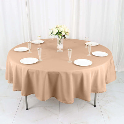 Polyester 90" Round Tablecloth Nude - Stain & Wrinkle-Resistant Table Cover