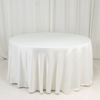 Lamour Satin 120" Round Tablecloth Ivory - Seamless Table Cover with Soft Tempered Sheen
