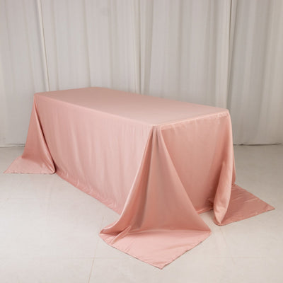 Lamour Satin 90"x132" Rectangle Tablecloth Dusty Rose - Soft & Silk-Like Seamless Table Cover