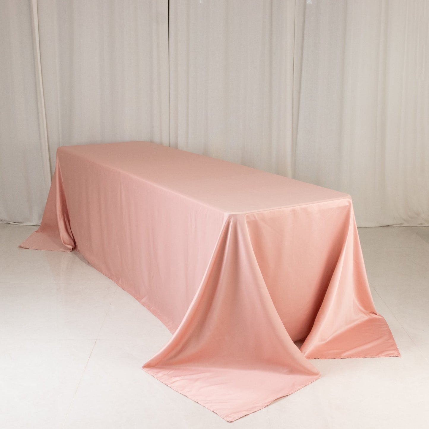 Lamour Satin 90"x156" Rectangle Tablecloth Dusty Rose - Luxurious, Soft Seamless Table Cover