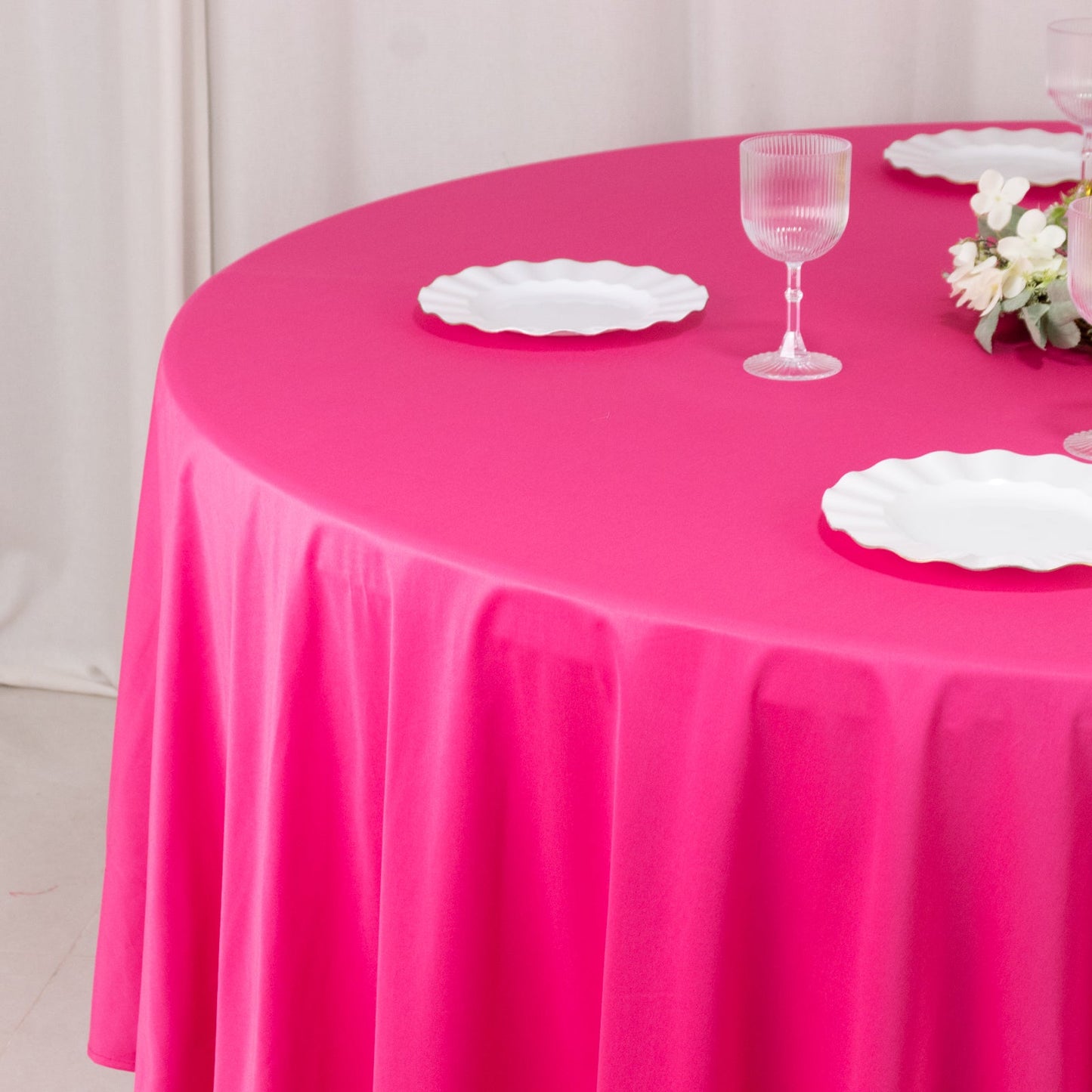 Scuba Round 108" Tablecloth Fuchsia - Wrinkle Free & Stain Resistant Table Cover