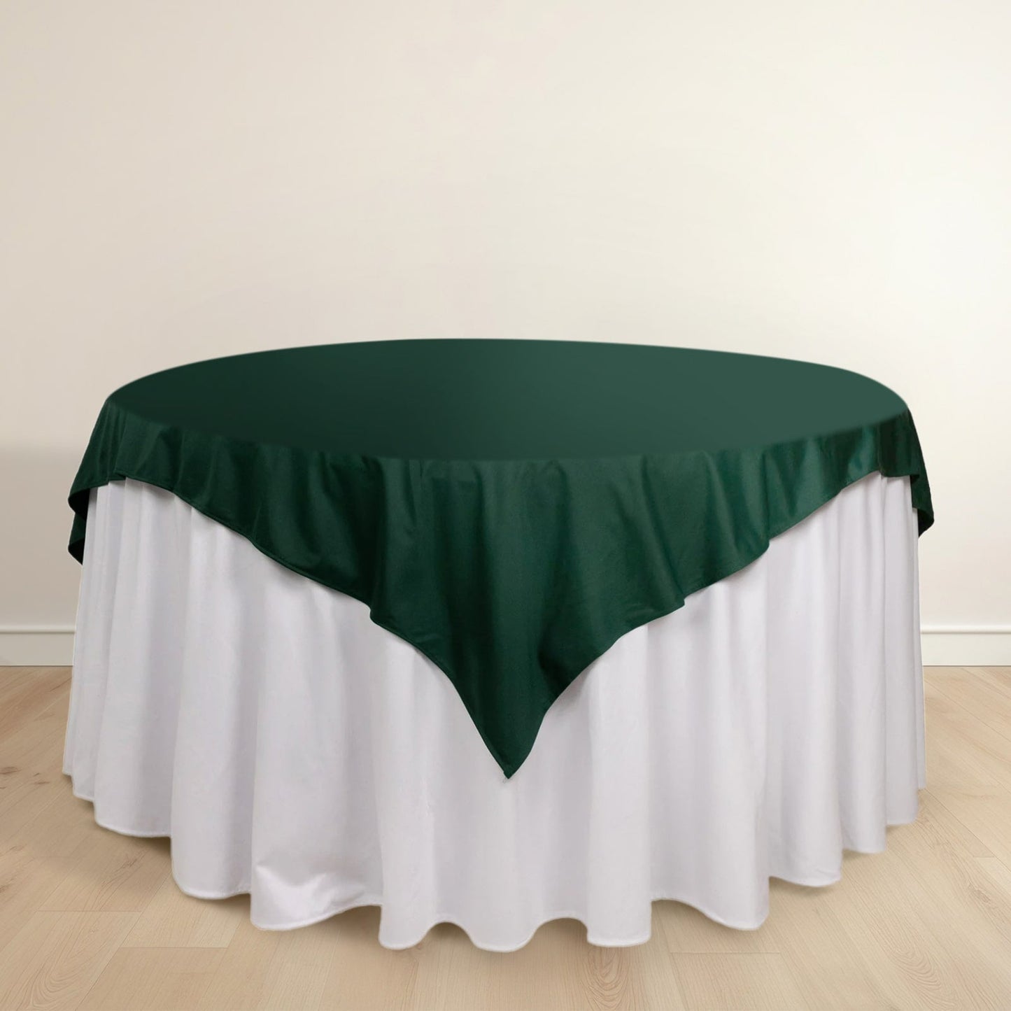 Scuba 70"x70" Table Overlay Square Tablecloth Hunter Emerald Green - Wrinkle Free & Stain Resistant Table Cover