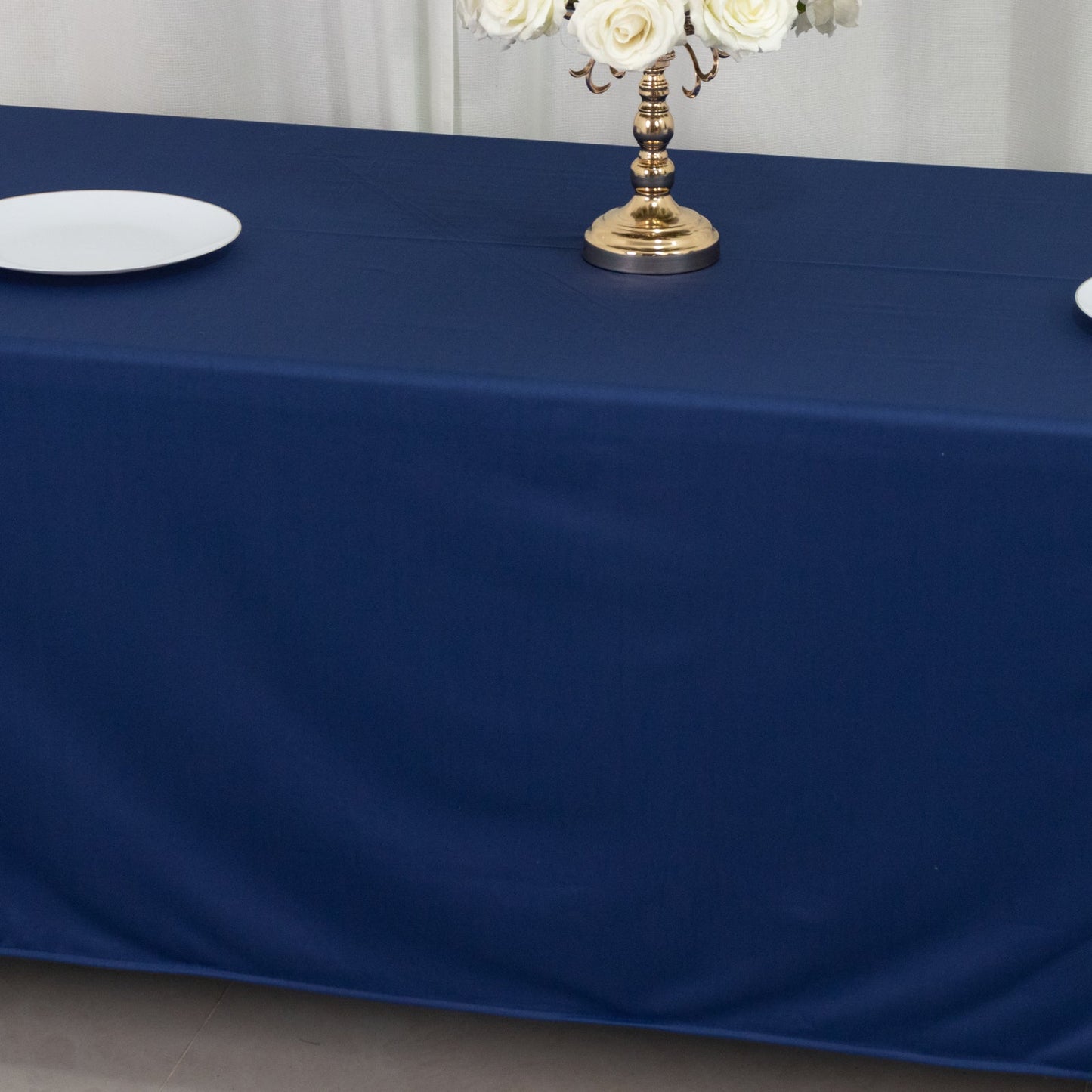 Scuba Rectangular 72"x120" Tablecloth Navy Blue - Wrinkle Free & Stain Resistant Table Cover