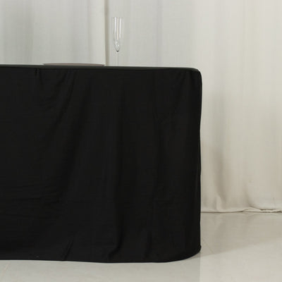 8ft Scuba Rectangular Fitted Tablecloth Black – Wrinkle-Free, Stain Resistant