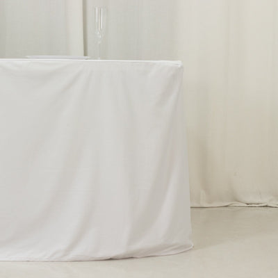 8ft Scuba Rectangular Fitted Tablecloth White – Wrinkle-Free, Stain Resistant