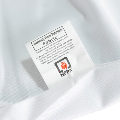 Fire Retardant Scuba Tablecloth – 90" Round White, Wrinkle Free, Stain Resistant Polyester Cover