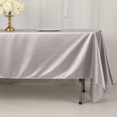 Scuba Rectangular 60"x102" Tablecloth Shimmering Silver - Wrinkle Free & Stain Resistant Table Cover